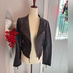 100% leather jacket in a beautiful, unique grayish blue hue